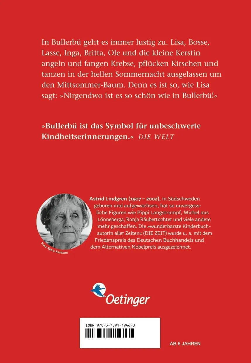 Buchrückseite von 'Wir Kinder aus Bullerbü 3. Immer lustig in Bullerbü' mit Klappentext - Gebundene Ausgabe