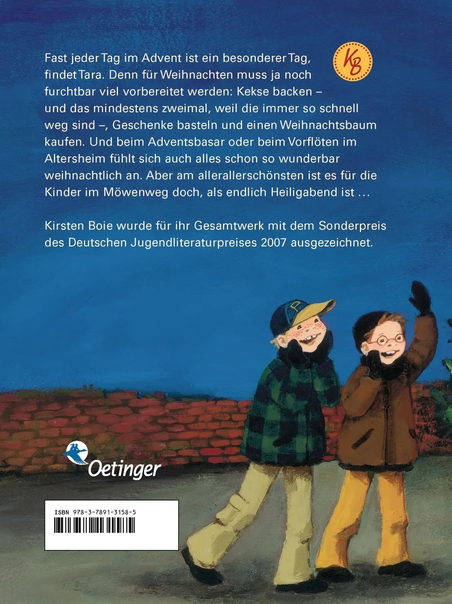 Buchrückseite von 'Wir Kinder aus dem Möwenweg 4. Weihnachten im Möwenweg' mit Klappentext - Gebundene Ausgabe