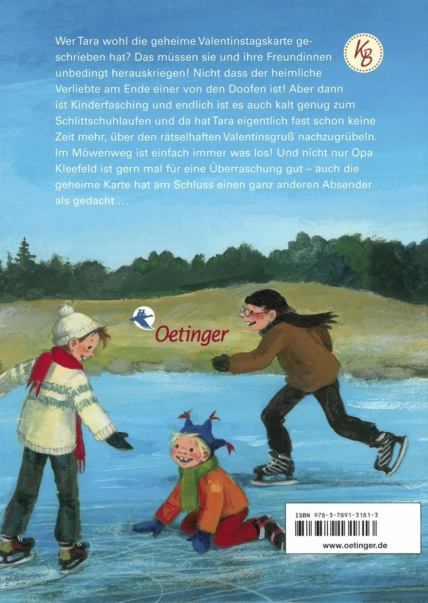 Buchrückseite von 'Wir Kinder aus dem Möwenweg 6. Geheimnis im Möwenweg' mit Klappentext - Gebundene Ausgabe