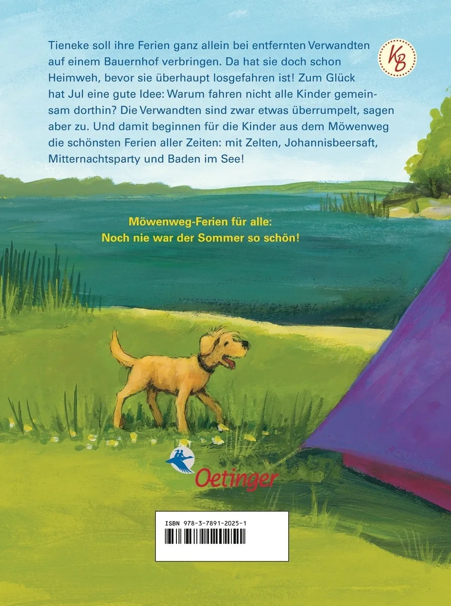 Buchrückseite von 'Wir Kinder aus dem Möwenweg 8. Ferien im Möwenweg' mit Klappentext - Gebundene Ausgabe