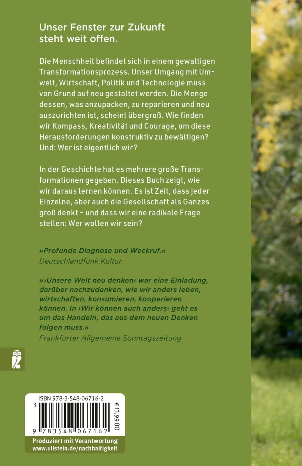 Buchrückseite von 'Wir können auch anders' mit Klappentext - Taschenbuch