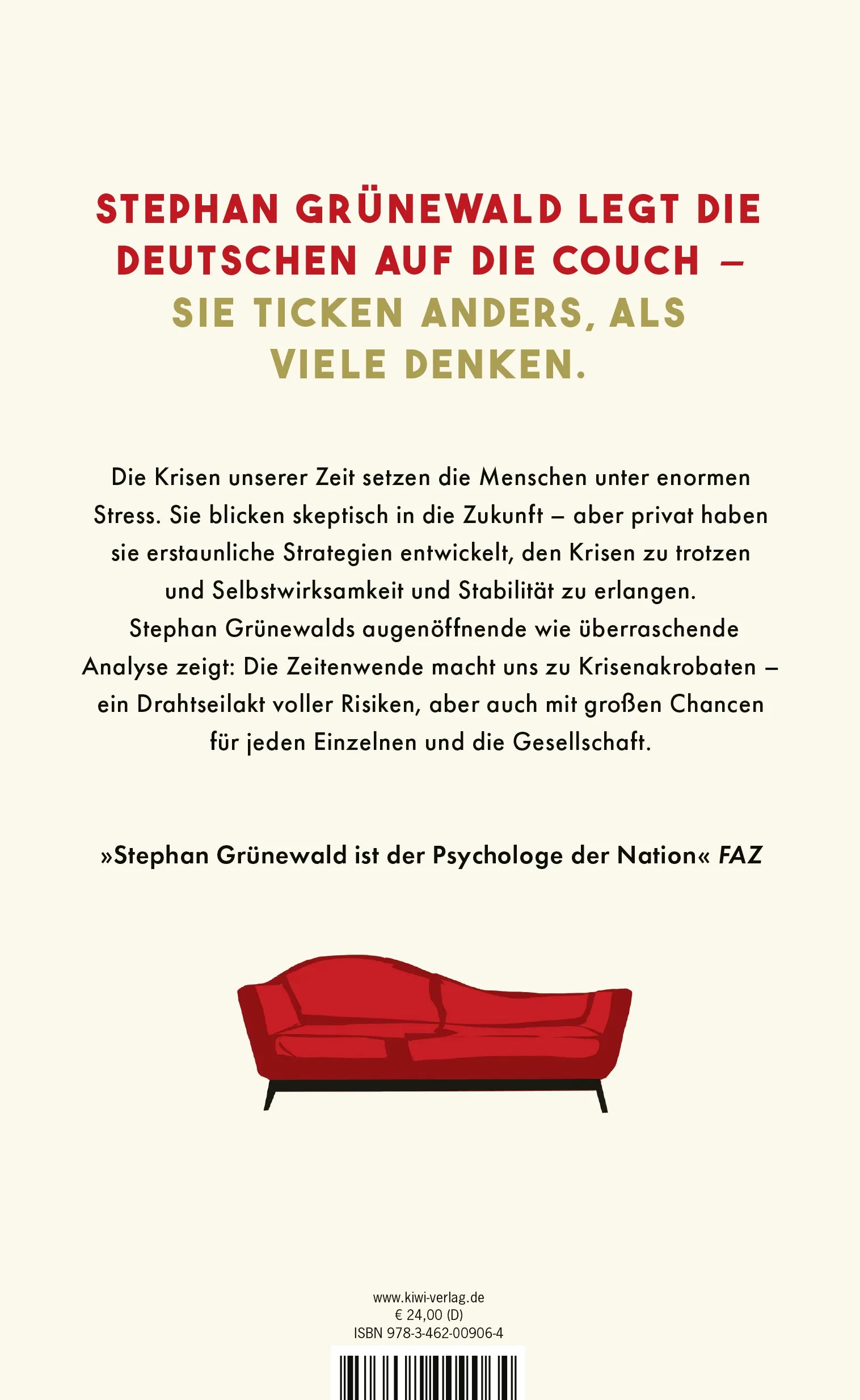 Buchrückseite von 'Wir Krisenakrobaten' mit Klappentext - Gebundene Ausgabe