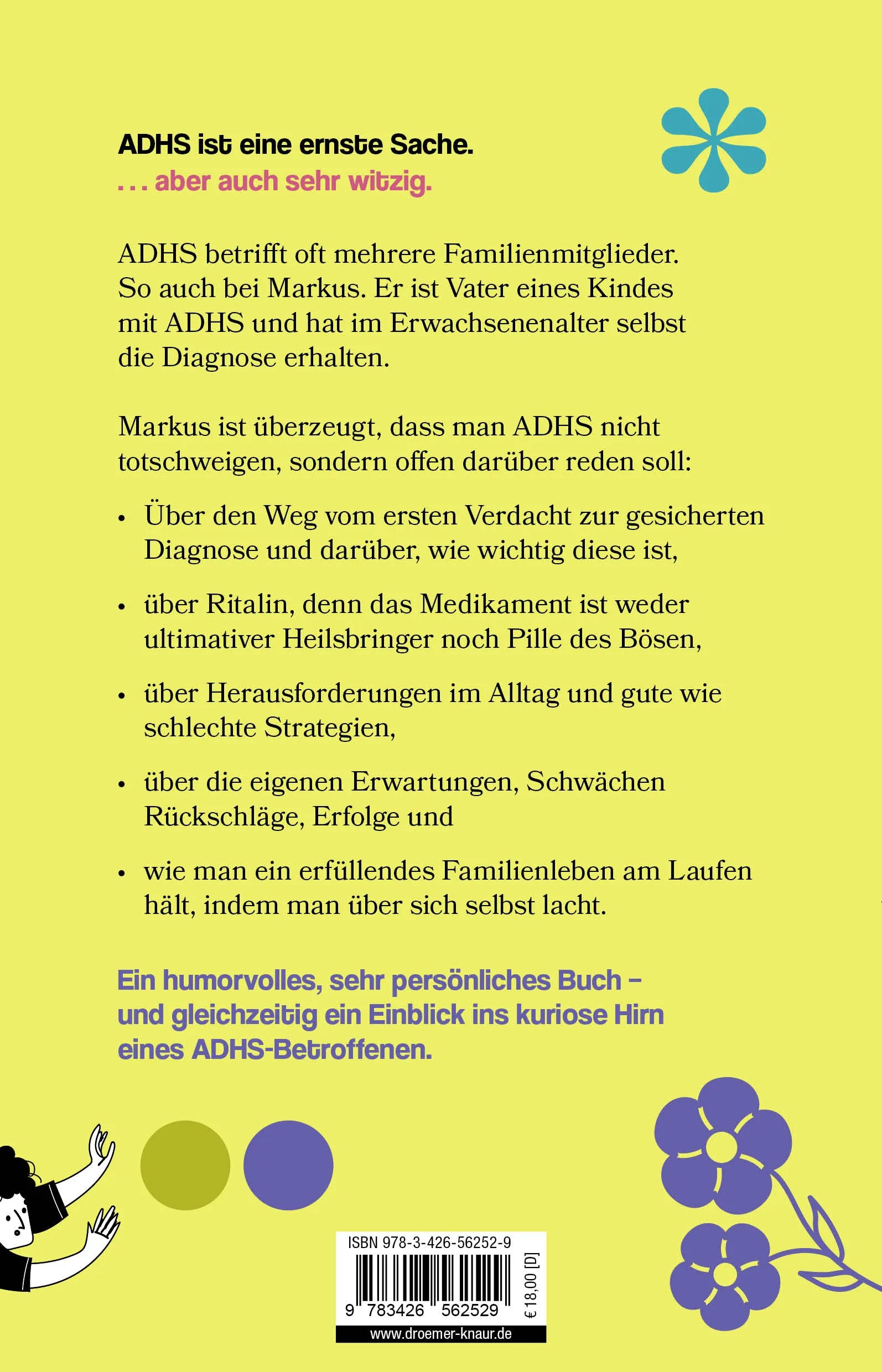 Buchrückseite von 'Wir schaffen das, mein SchADHS' mit Klappentext - Paperback
