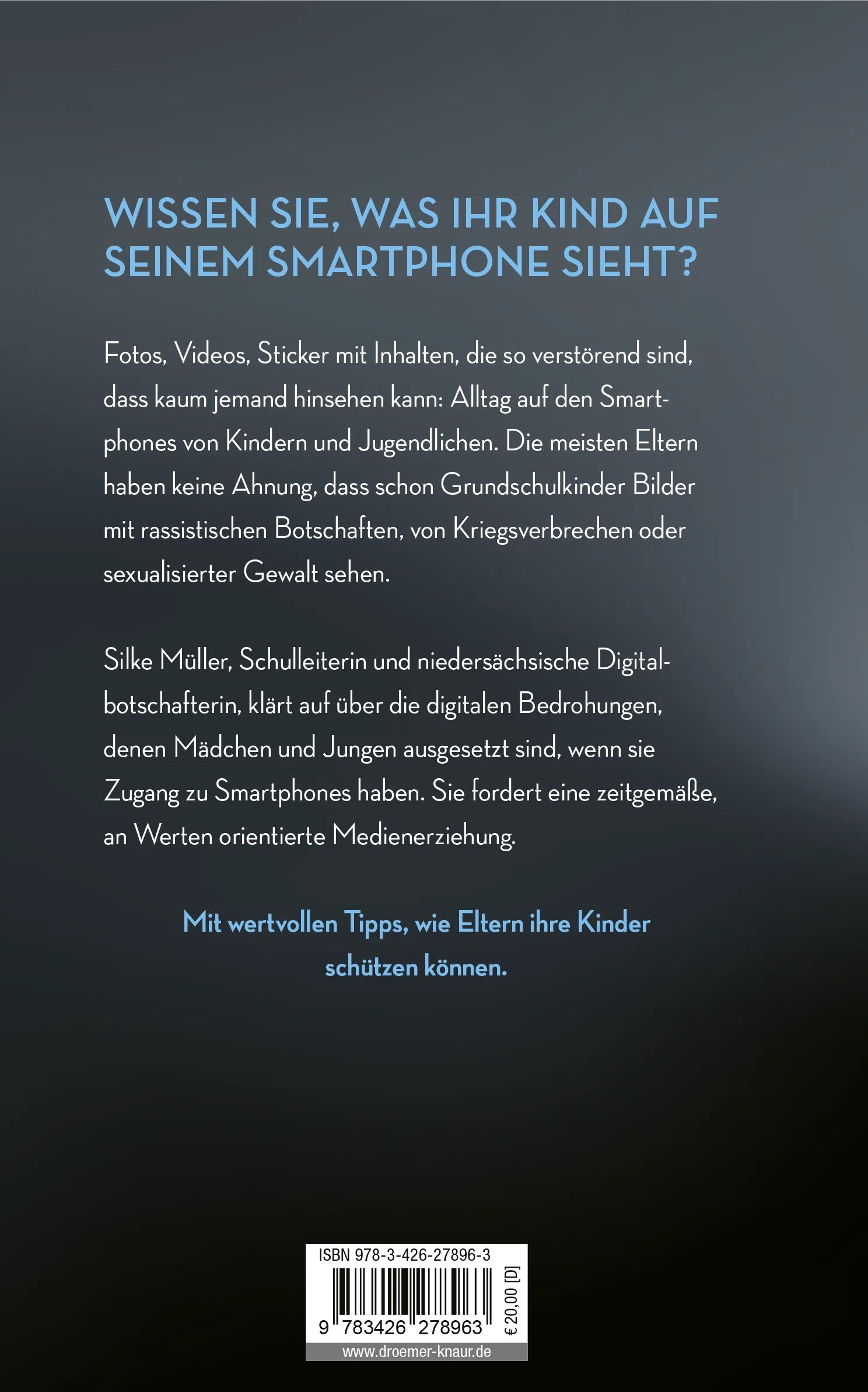 Buchrückseite von 'Wir verlieren unsere Kinder!' mit Klappentext - Gebundene Ausgabe