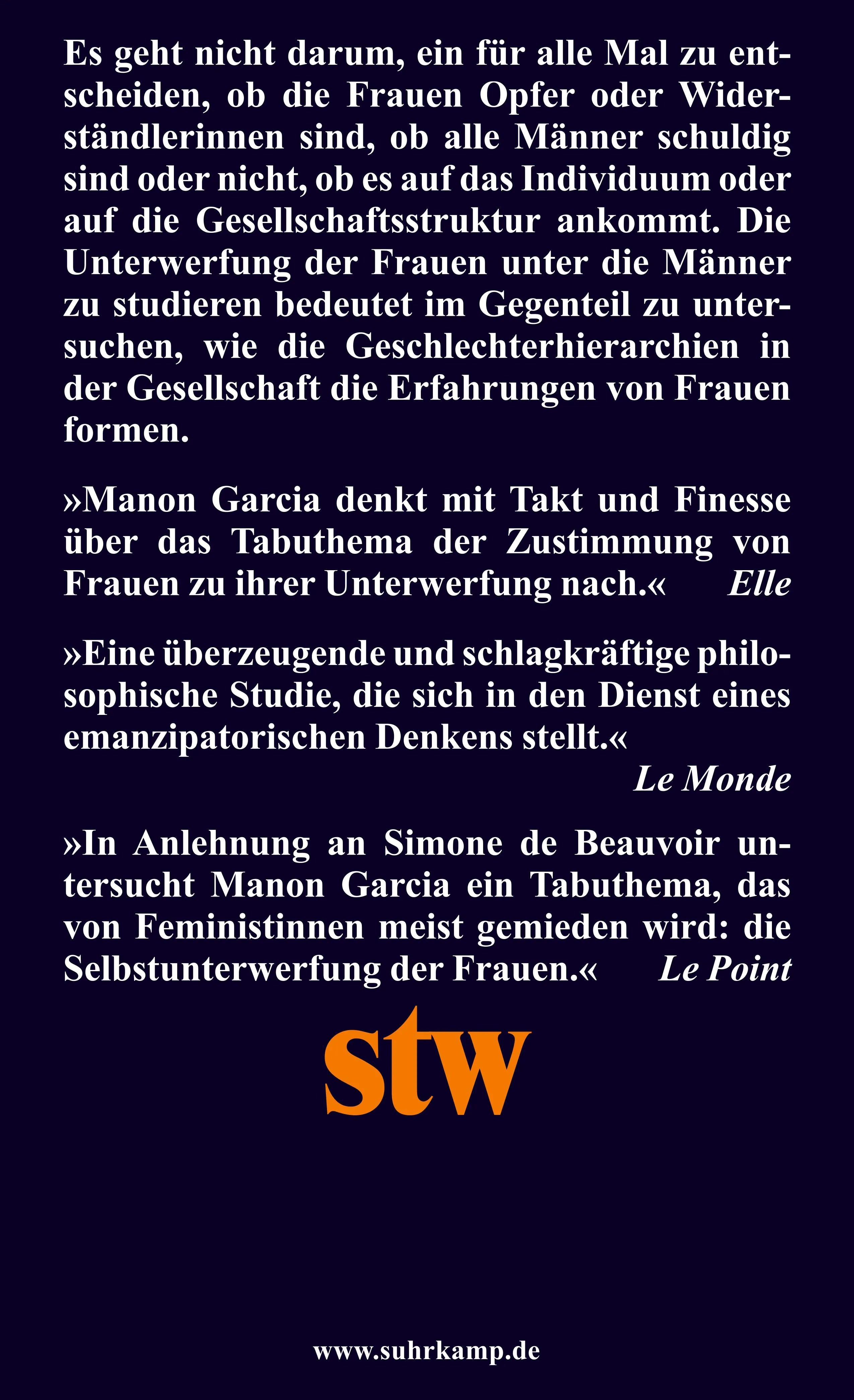 Buchrückseite von 'Wir werden nicht unterwürfig geboren' mit Klappentext - Taschenbuch
