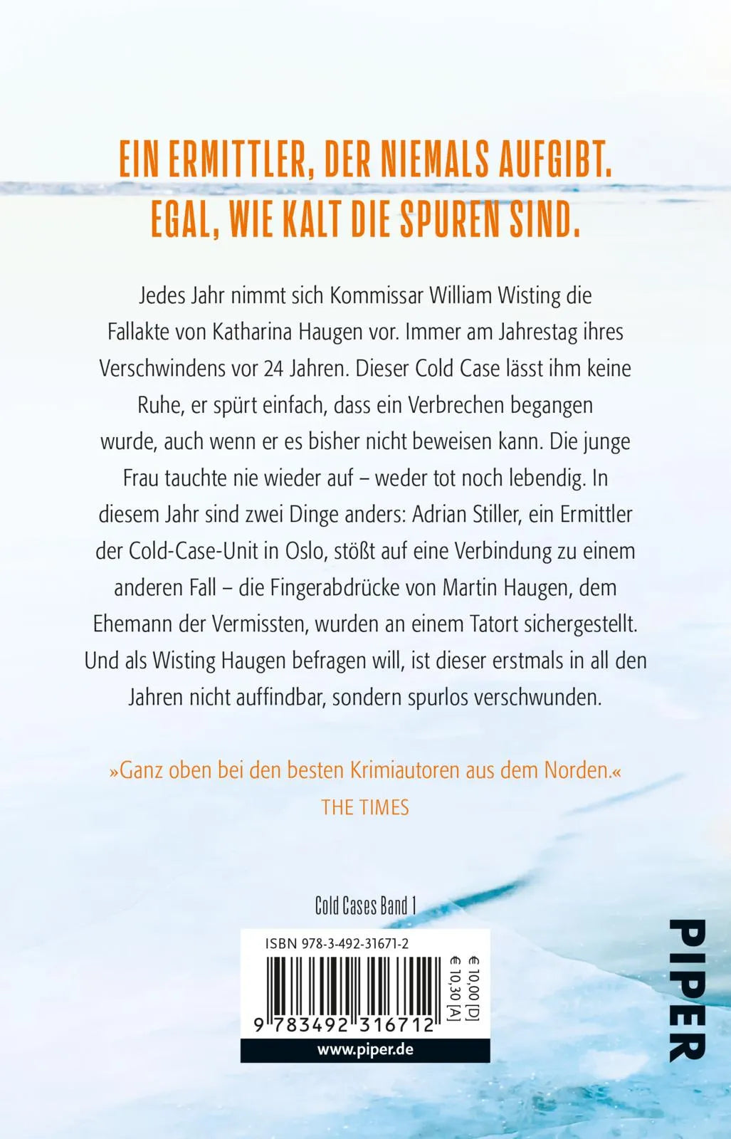 Buchrückseite von 'Wisting und der Tag der Vermissten' mit Klappentext - Taschenbuch
