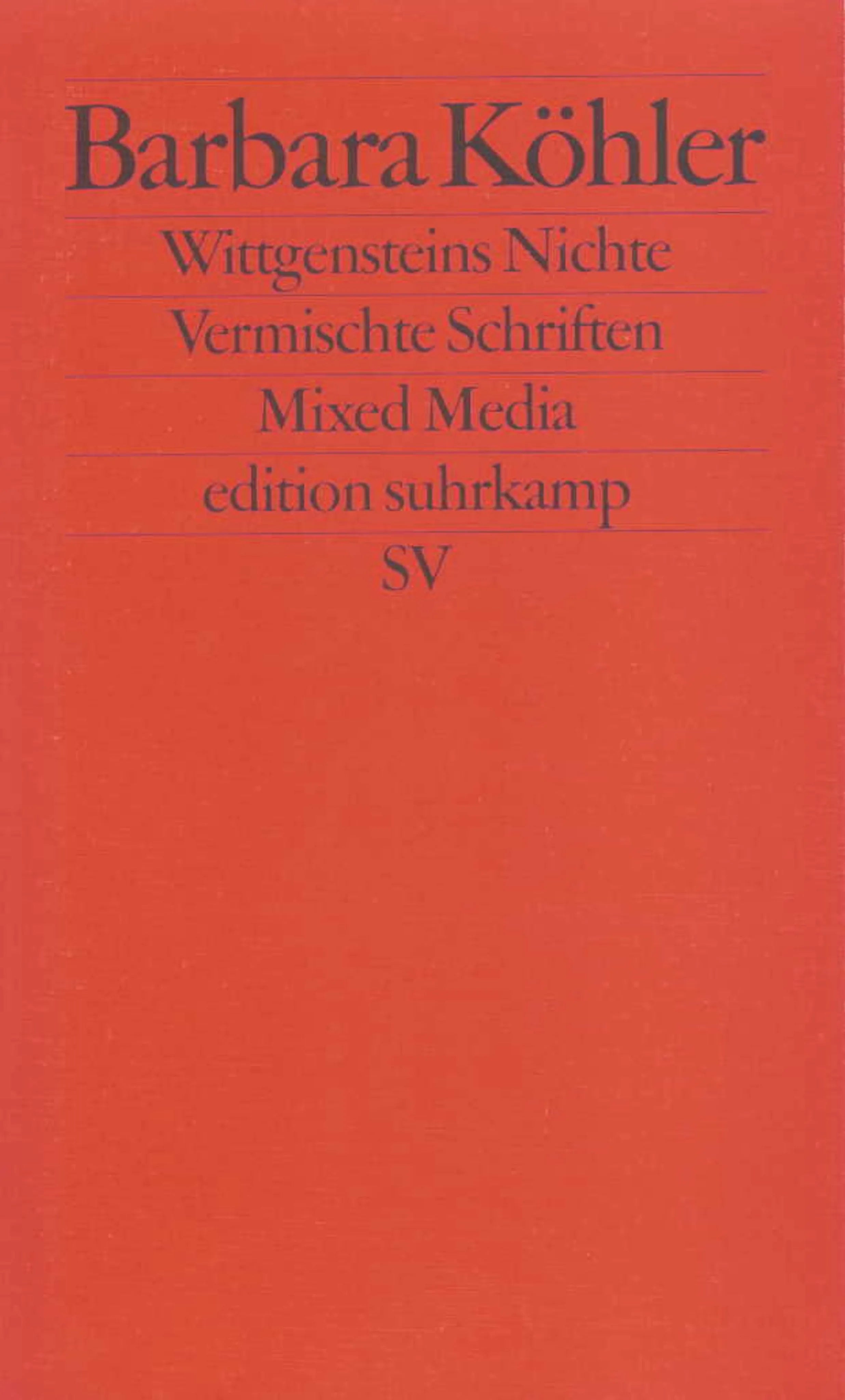 Buchcover von 'Wittgensteins Nichte' - Taschenbuch von Barbara Köhler