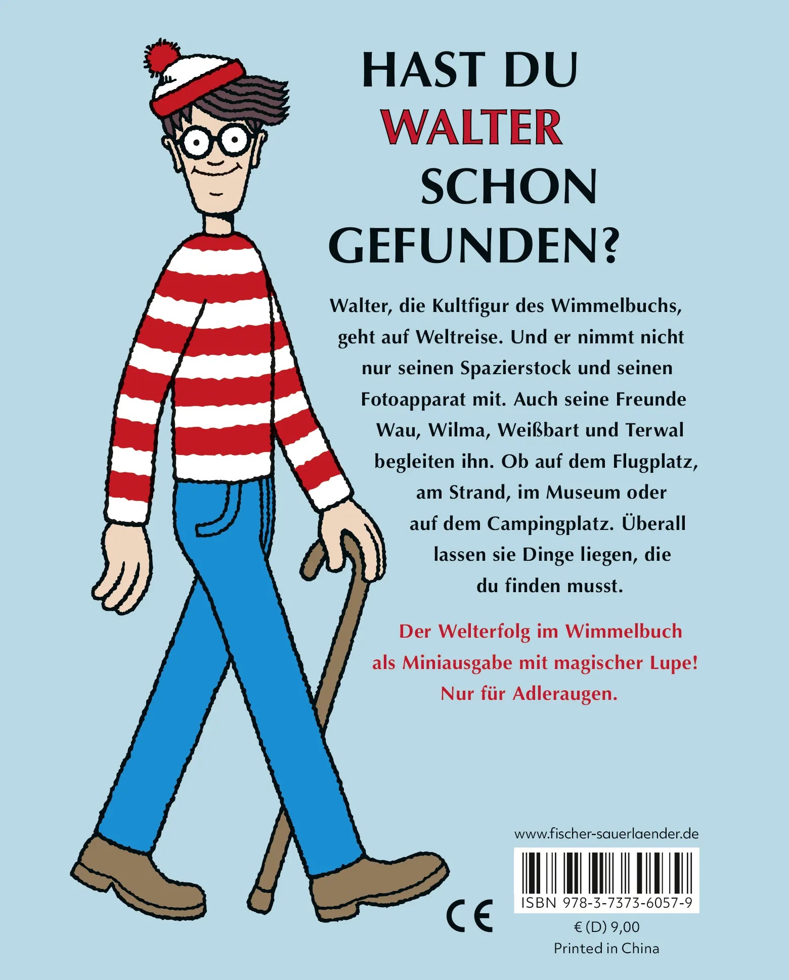 Buchrückseite von 'Wo ist Walter?' mit Klappentext - Gebundene Ausgabe