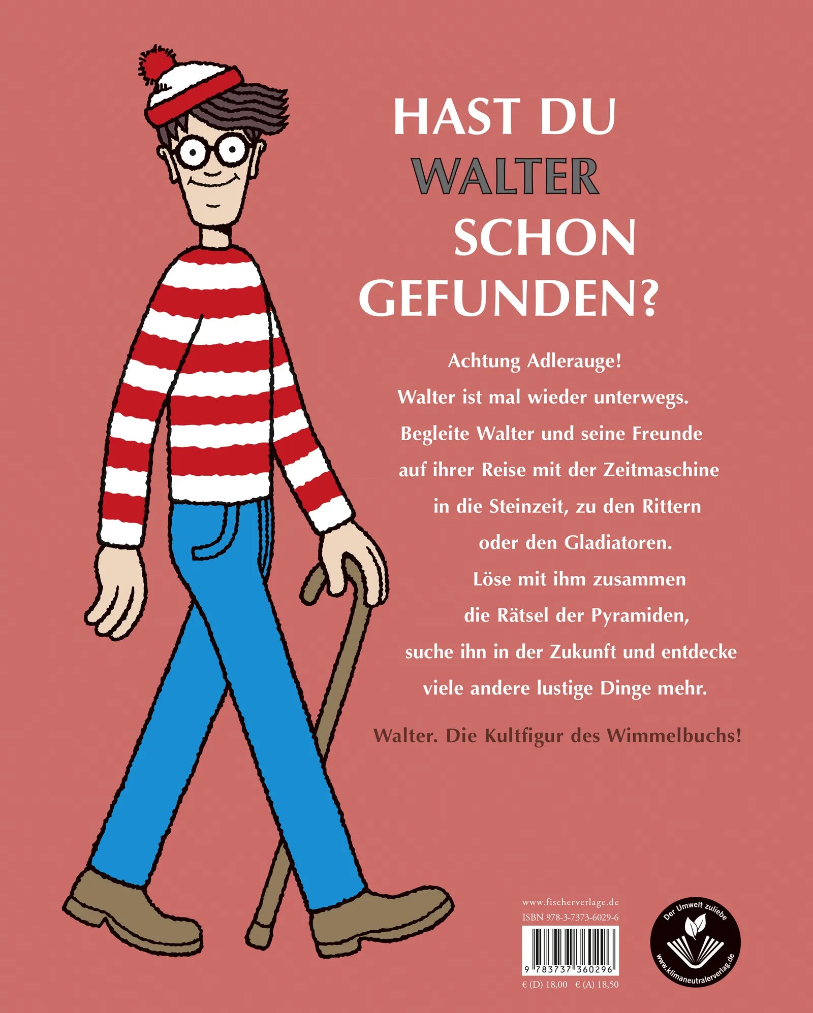 Buchrückseite von 'Wo ist Walter jetzt?' mit Klappentext - Gebundene Ausgabe