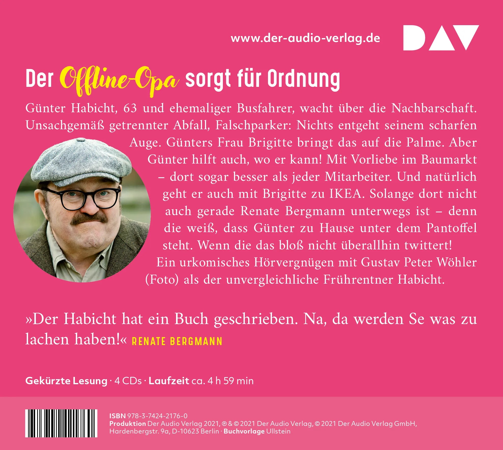 Buchrückseite von 'Wo kommen wir denn da hin. Der Offline-Opa sorgt für Ordnung' mit Klappentext - Hörbuch (CD)