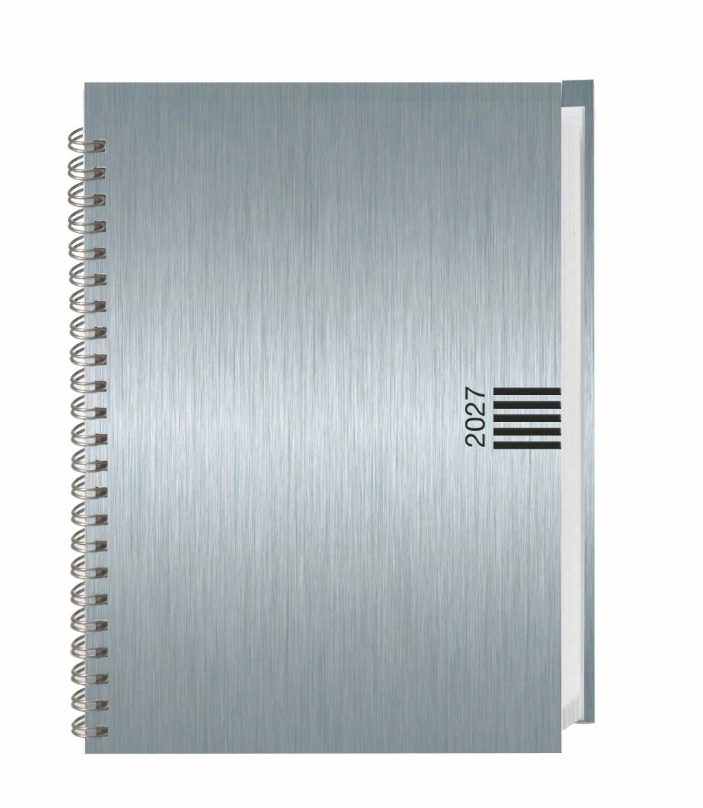Taschenkalender: Wochen-Cheftimer A5, Alu silber 2027