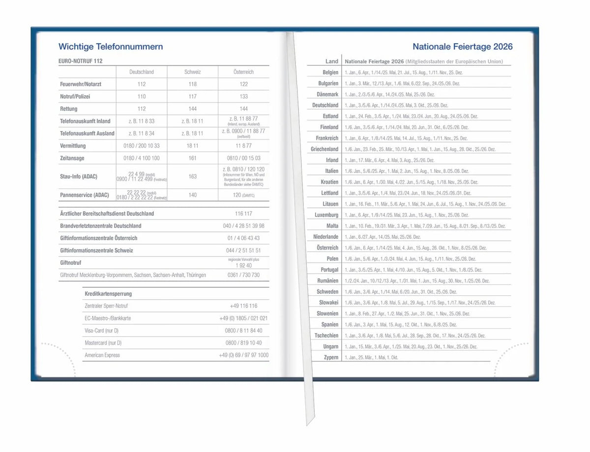 Wochen-Cheftimer A5, blau 2027 – Ansicht