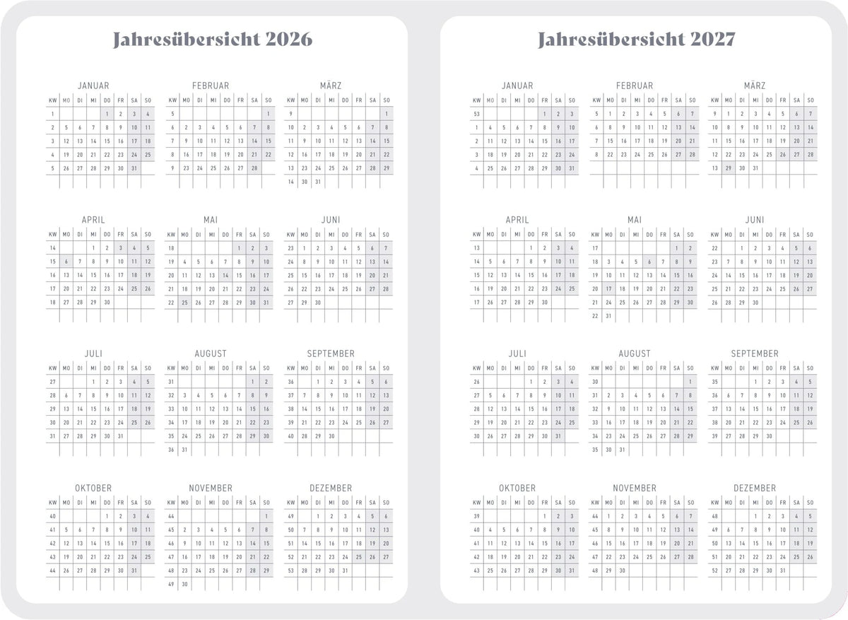 Wochenkalender 2027 - Yellow – Ansicht
