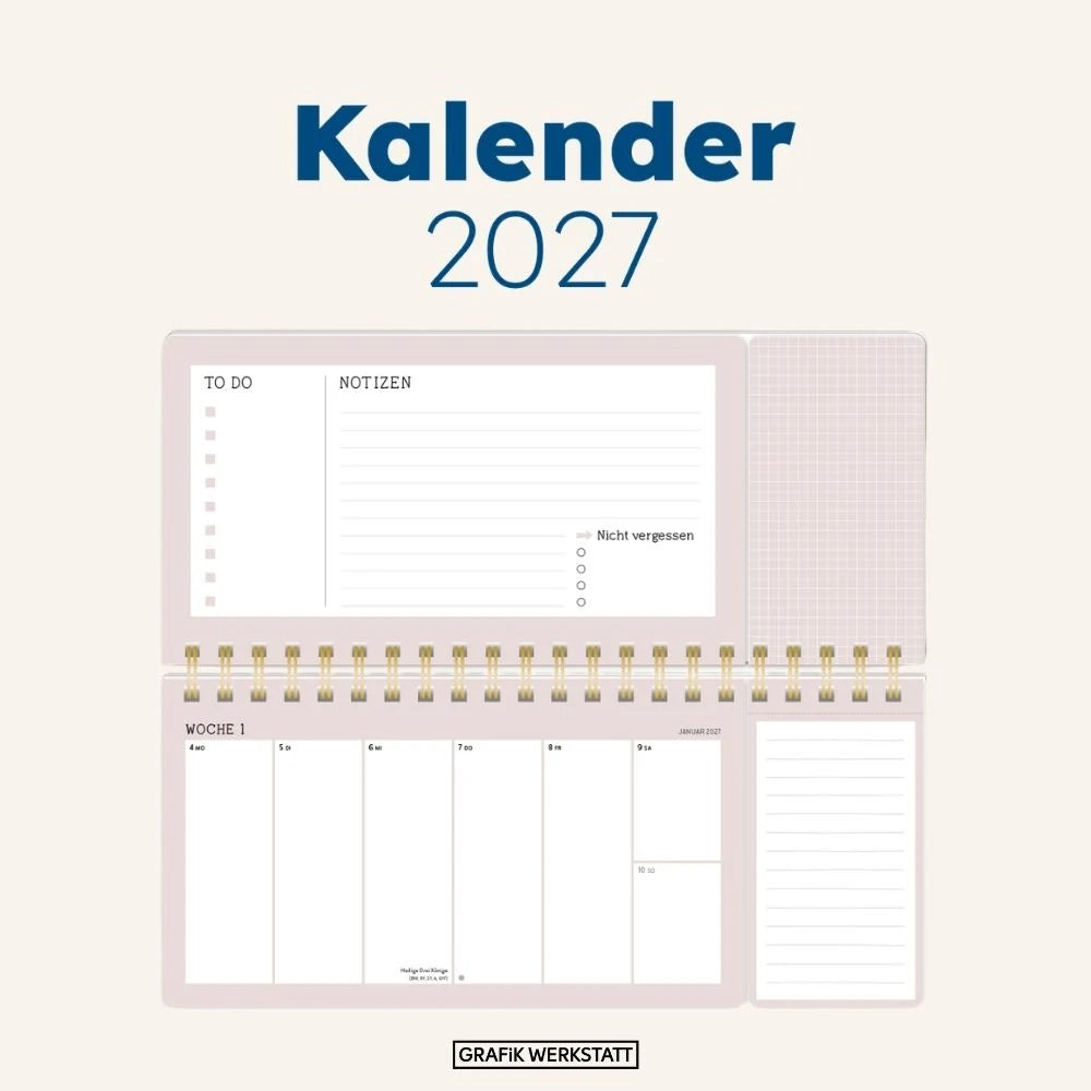 Wochenplaner 2027 Blumenmomente (mit Kalendarium) – Ansicht