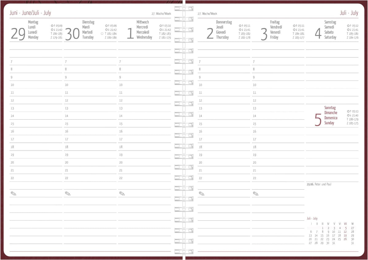 Wochenplaner Flower Ringbuch 2027 – Ansicht