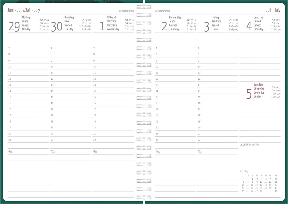Wochenplaner Forest Ringbuch 2027 – Ansicht