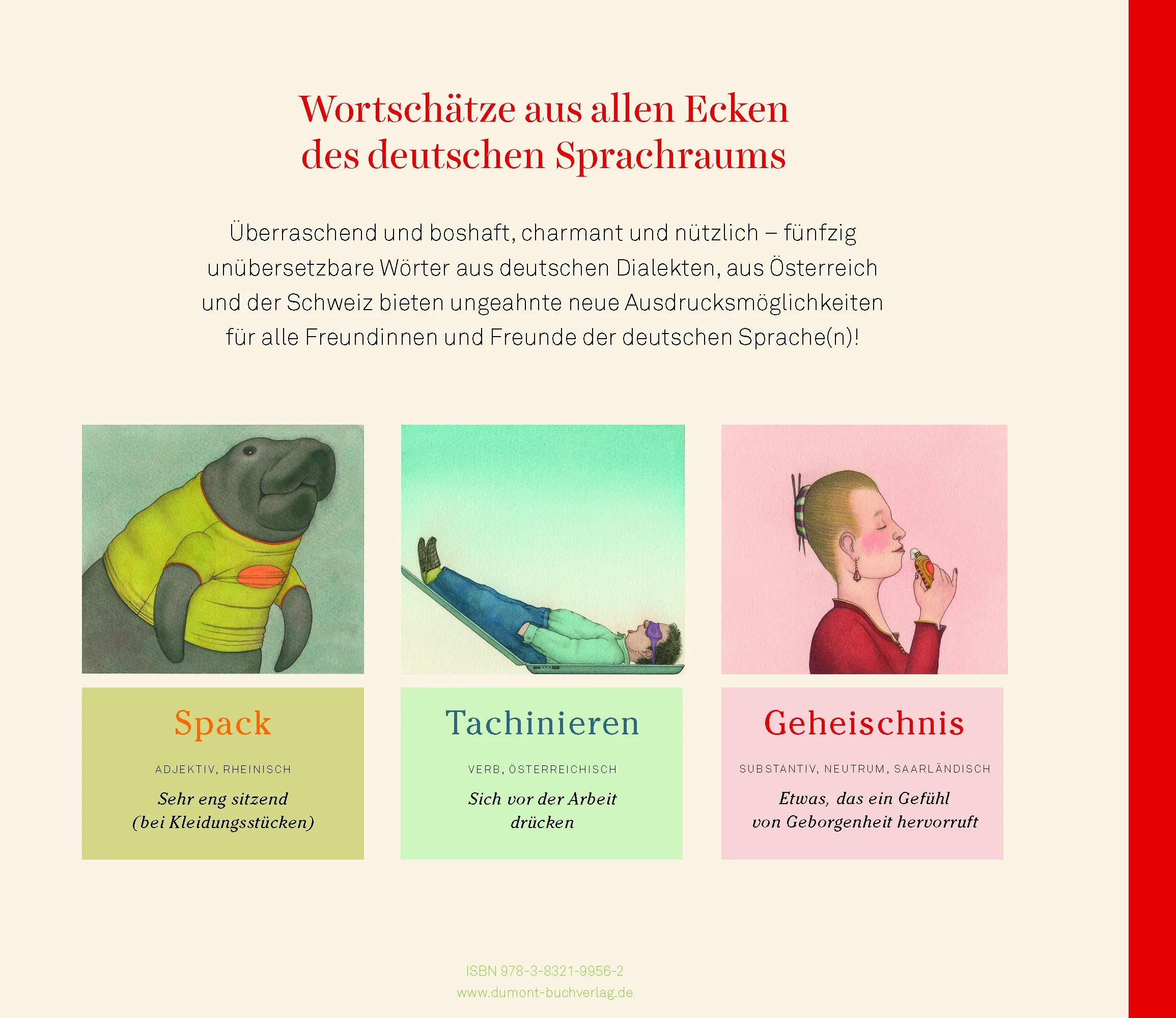 Buchrückseite von 'Wörter, die es nicht auf Hochdeutsch gibt' mit Klappentext - Gebundene Ausgabe