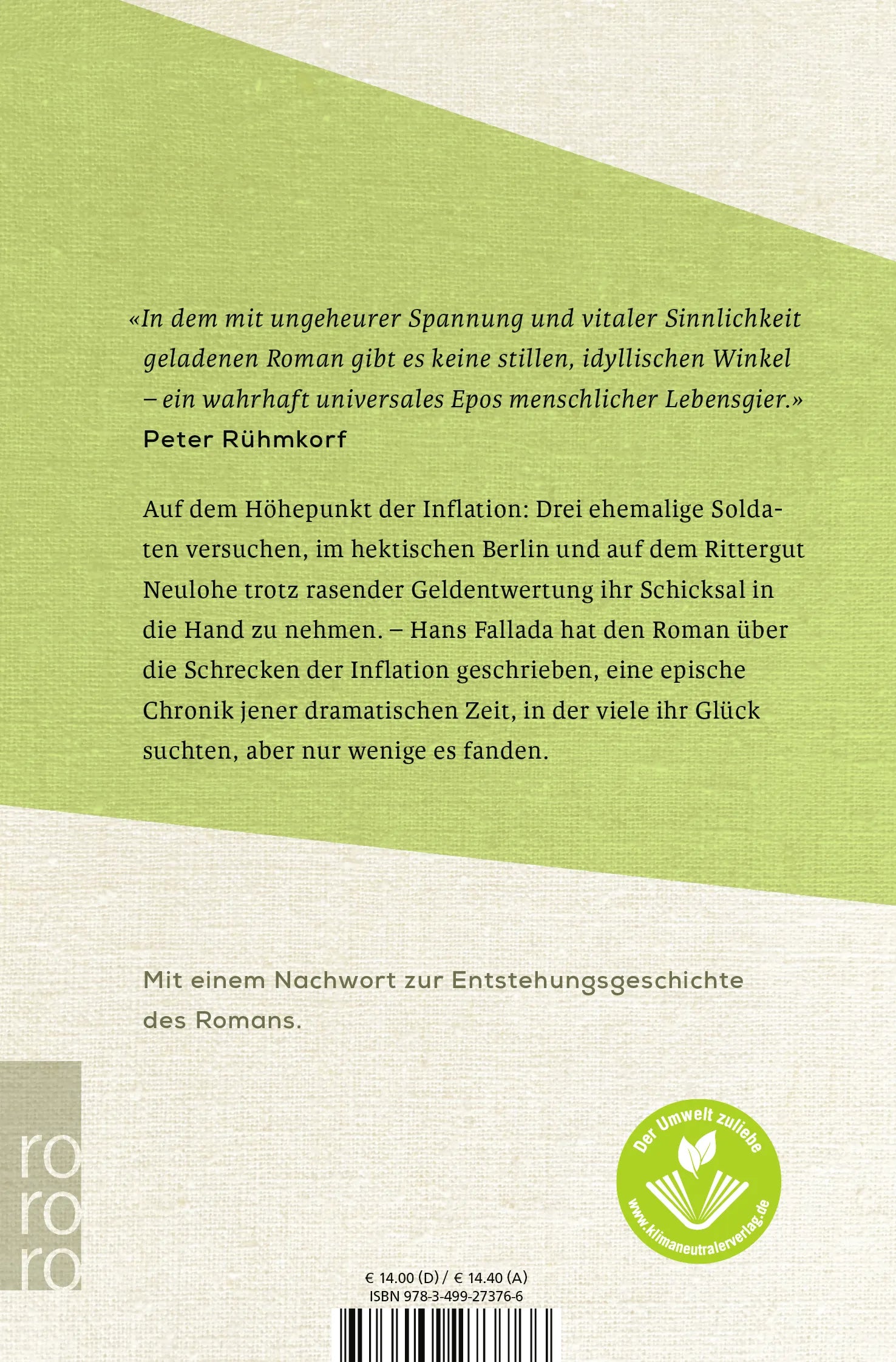 Buchrückseite von 'Wolf unter Wölfen' mit Klappentext - Taschenbuch