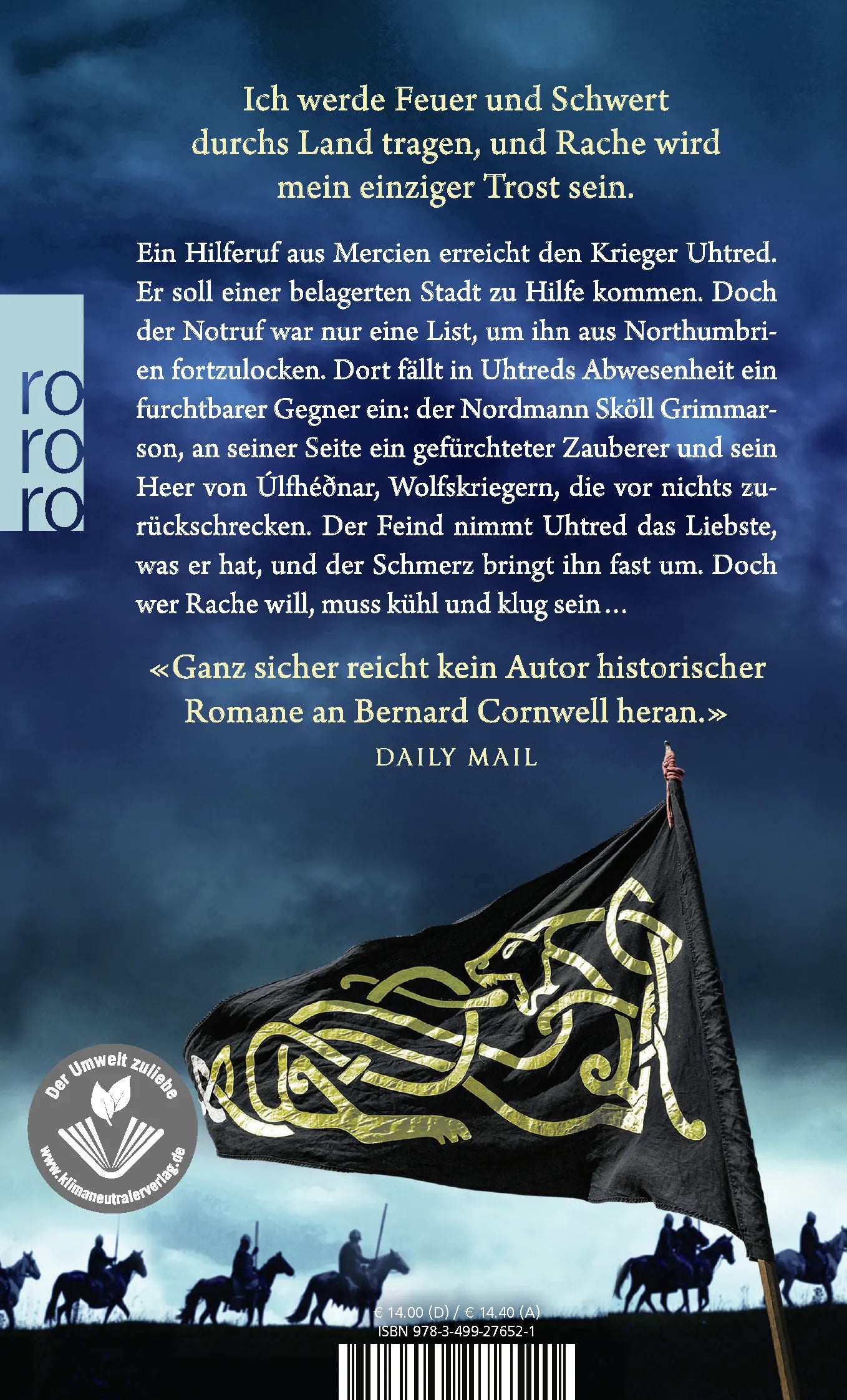 Buchrückseite von 'Wolfskrieg' mit Klappentext - Taschenbuch
