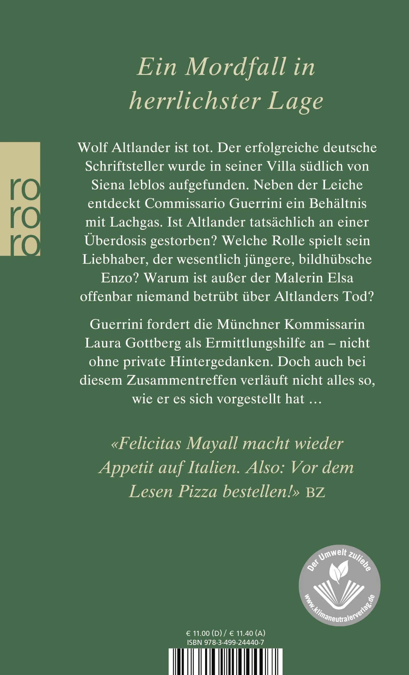 Buchrückseite von 'Wolfstod: Laura Gottbergs vierter Fall' mit Klappentext - Taschenbuch