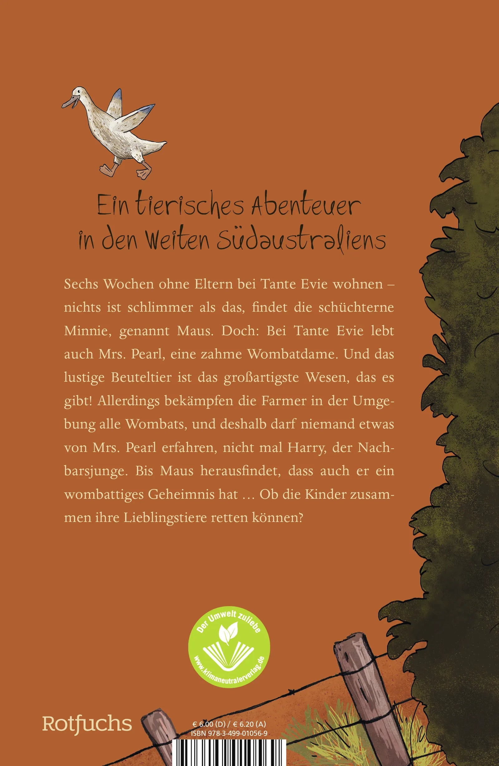 Buchrückseite von 'Wombat Warriors' mit Klappentext - Taschenbuch