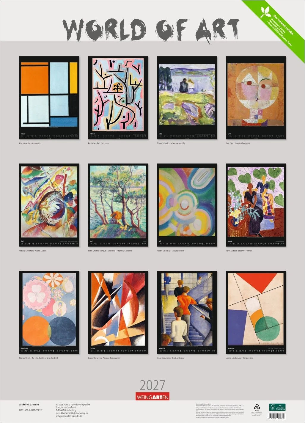 World of Art Kalender 2027 – Ansicht