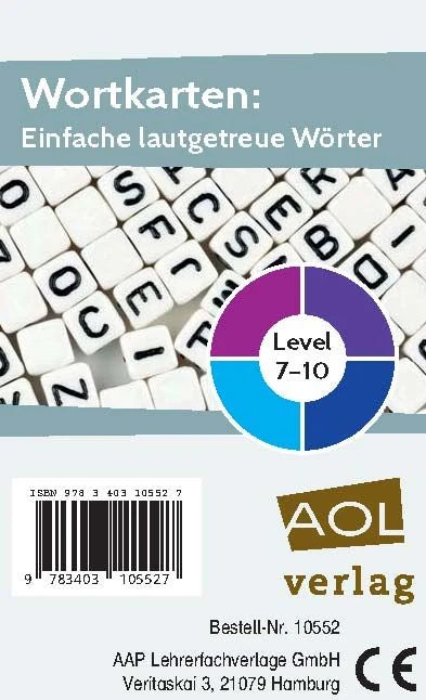 Lernspiel: Wortkarten: Einfache lautgetreue Wörter