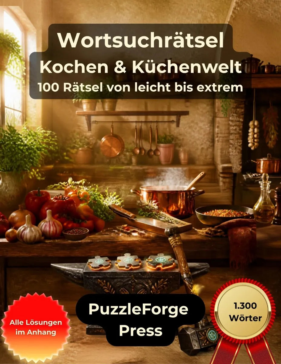 Cover: Wortsuchrätsel - Kochen und Küchenwelt (E-Book) von PuzzleForge Press