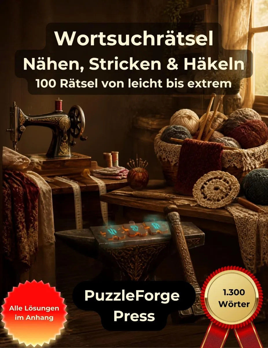 Cover: Wortsuchrätsel - Nähen, Stricken und Häkeln (E-Book) von PuzzleForge Press