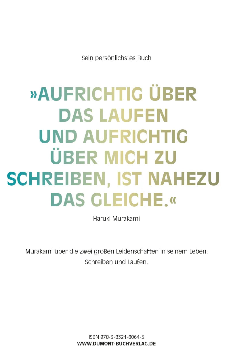 Buchrückseite von 'Wovon ich rede, wenn ich vom Laufen rede' mit Klappentext - Gebundene Ausgabe