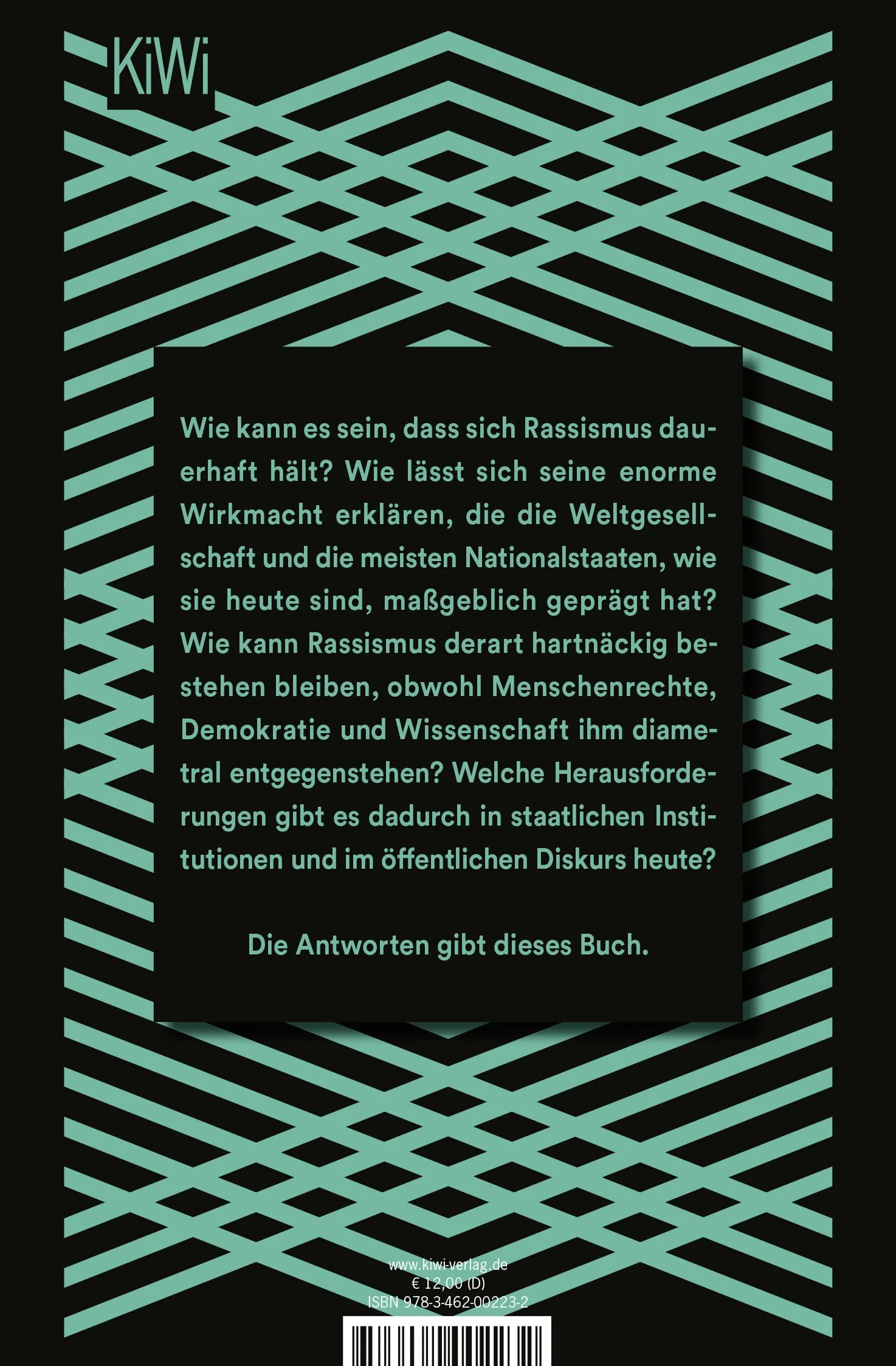 Buchrückseite von 'Wozu Rassismus?' mit Klappentext - Taschenbuch