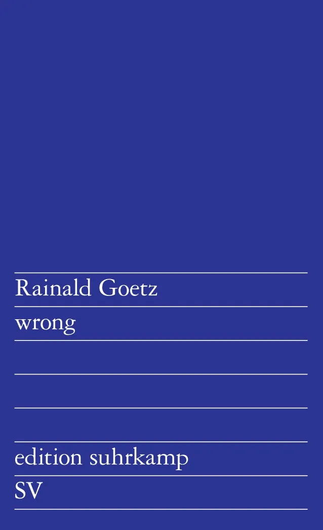Buchcover von 'wrong' - Taschenbuch von Rainald Goetz