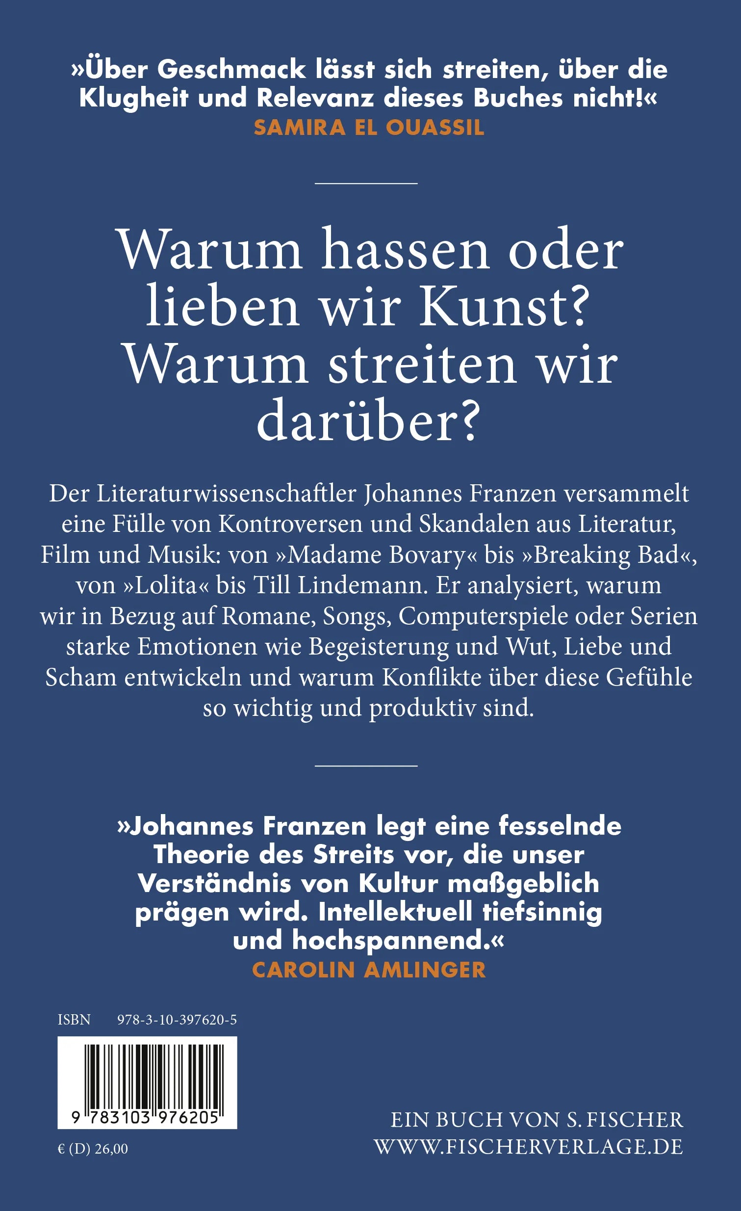 Buchrückseite von 'Wut und Wertung' mit Klappentext - Gebundene Ausgabe