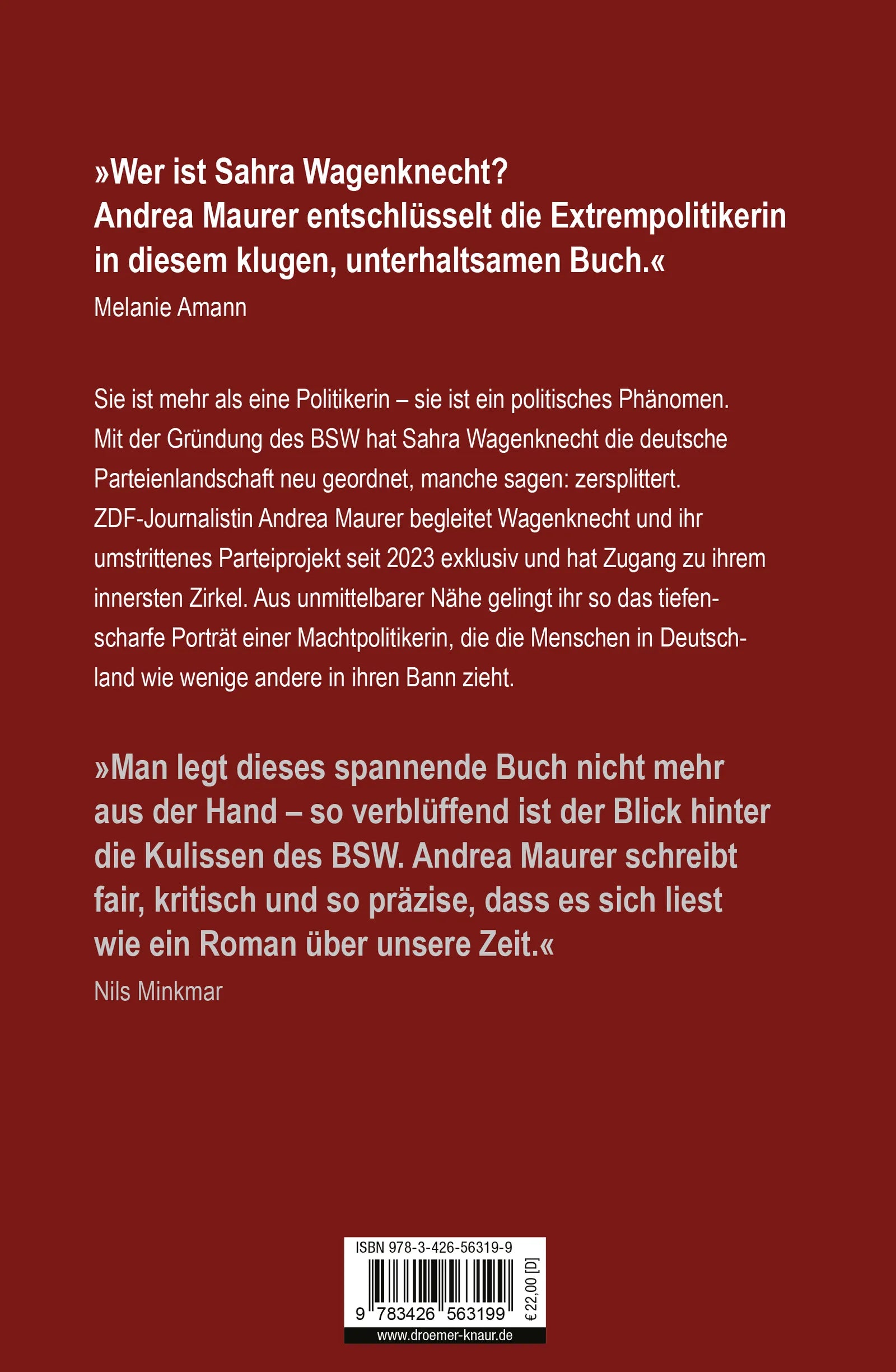 Buchrückseite von 'Wut und Widerspruch' mit Klappentext - Gebundene Ausgabe