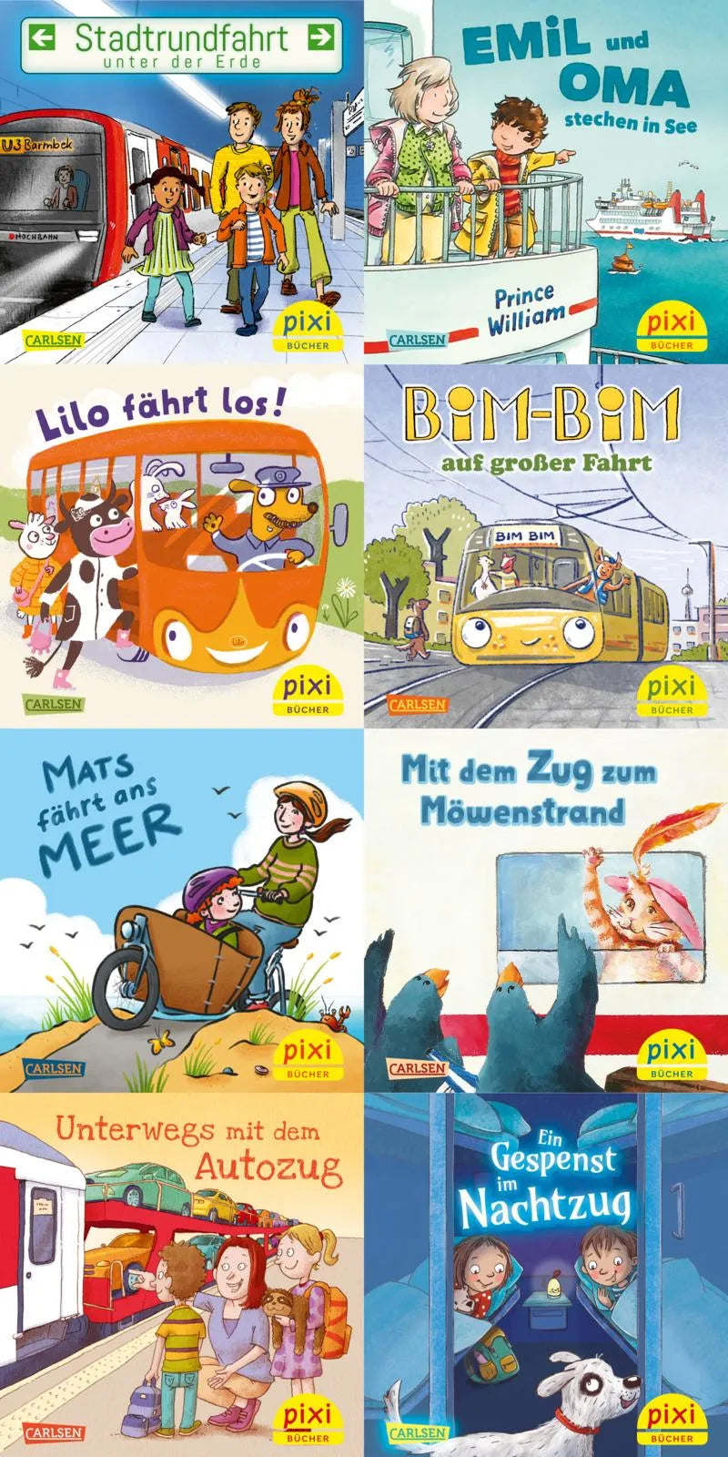 Buchcover von 'WWS Pixi-Box 307: Pixi unterwegs mit Bus und Bahn' - Taschenbuch von Diverse