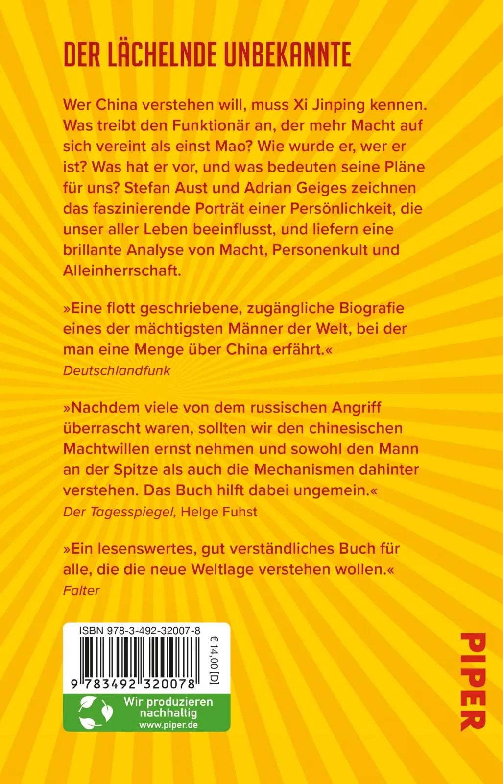 Buchrückseite von 'Xi Jinping – der mächtigste Mann der Welt' mit Klappentext - Taschenbuch