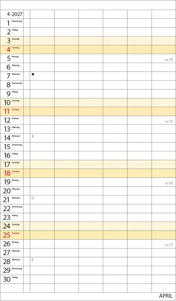 XL Familienplaner 2027 – Ansicht