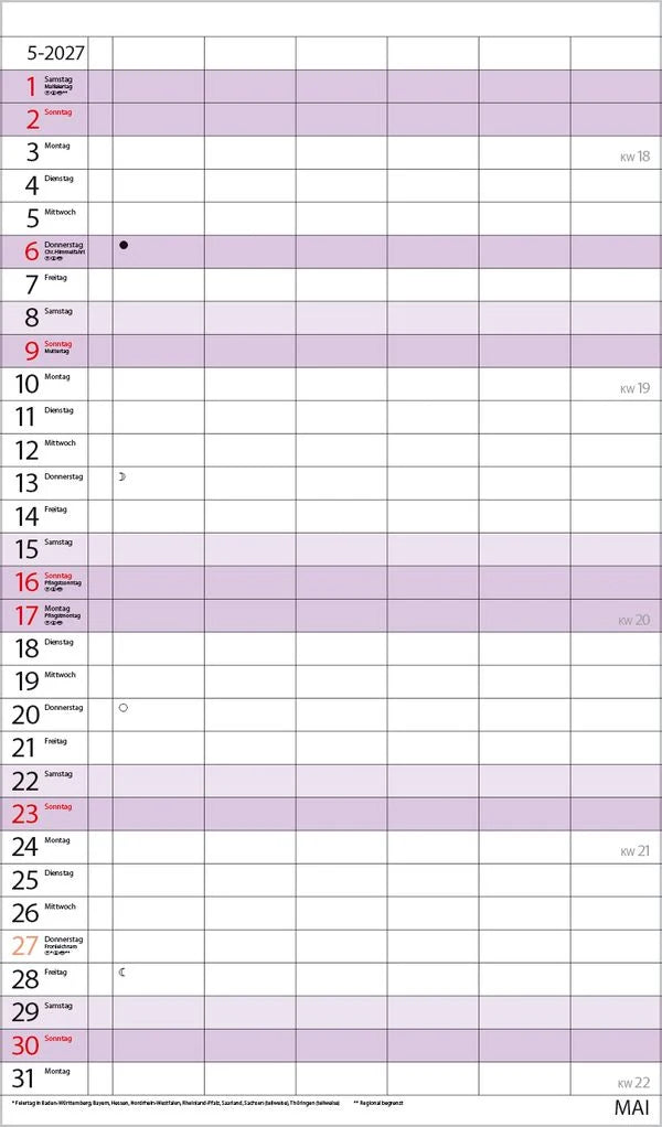 XL Familienplaner 2027 – Ansicht