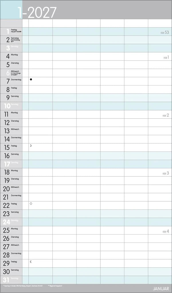 XL Familienplaner Pastell 2027 – Ansicht