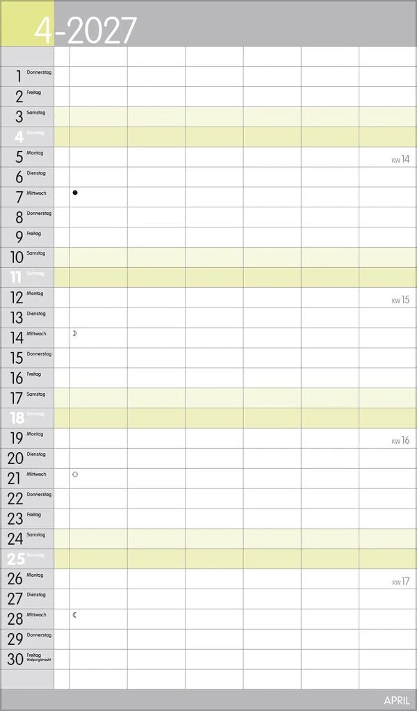 XL Familienplaner Pastell 2027 – Ansicht