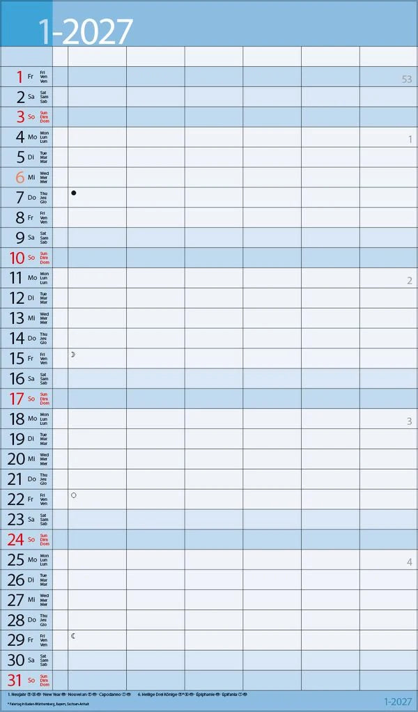 XL Family Timer 2027 – Ansicht