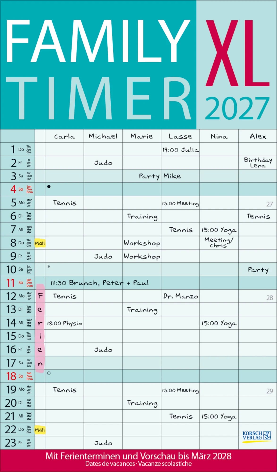 Taschenkalender: XL Family Timer 2027