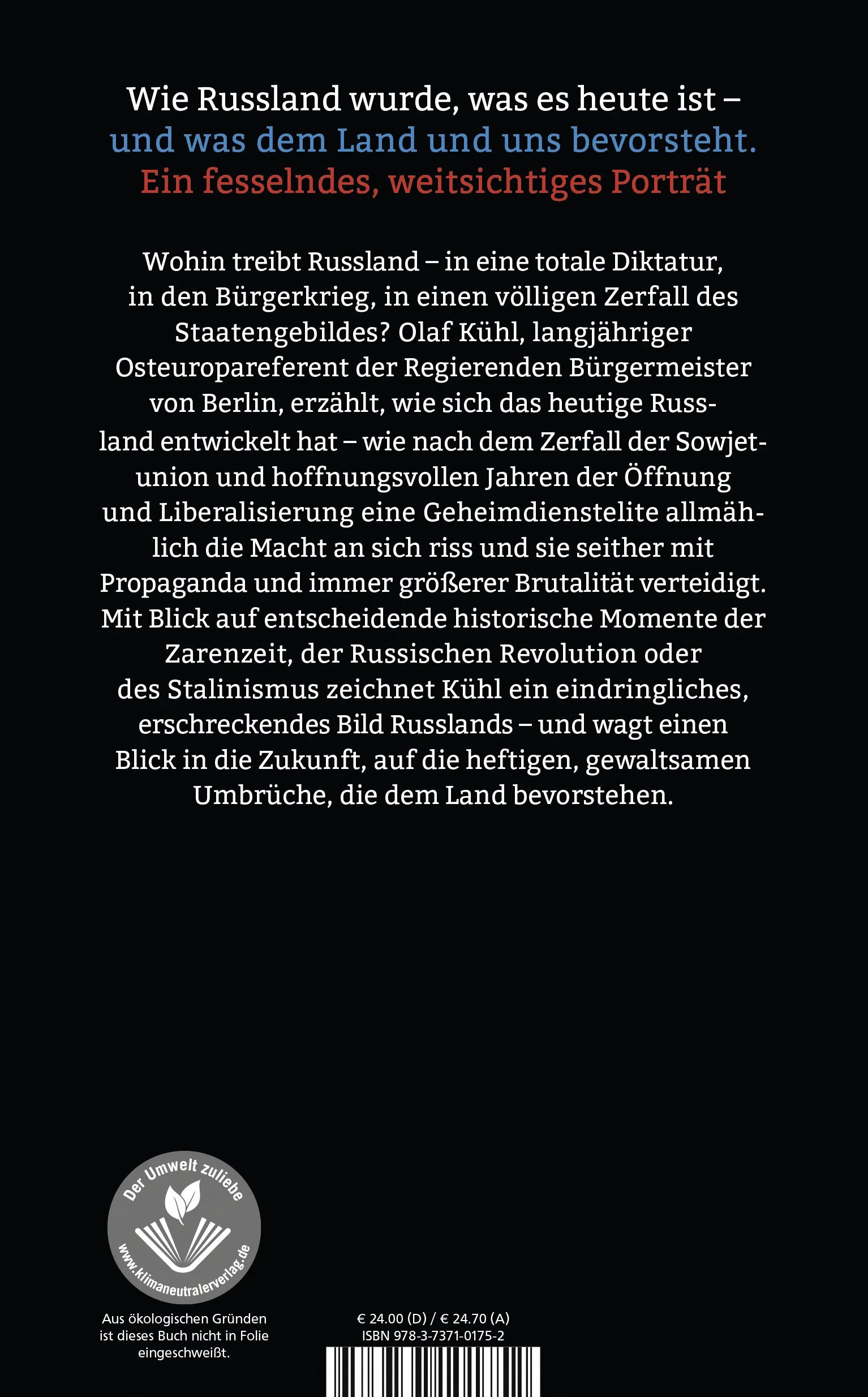 Buchrückseite von 'Z' mit Klappentext - Gebundene Ausgabe
