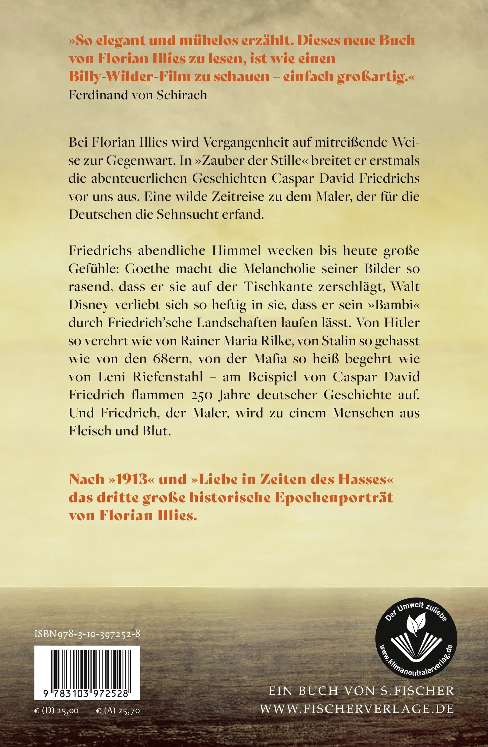 Buchrückseite von 'Zauber der Stille' mit Klappentext - Gebundene Ausgabe