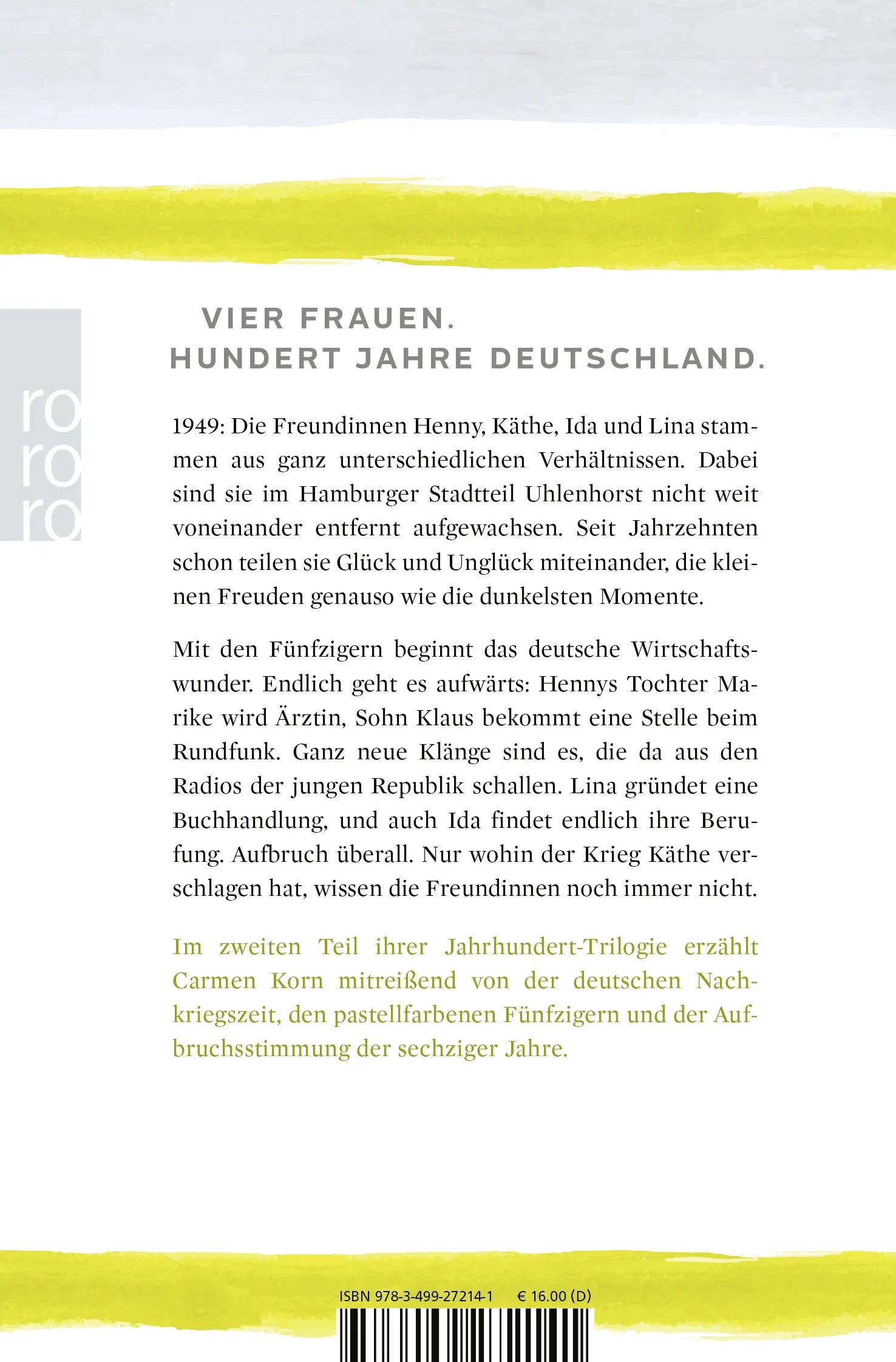 Buchrückseite von 'Zeiten des Aufbruchs' mit Klappentext - Taschenbuch