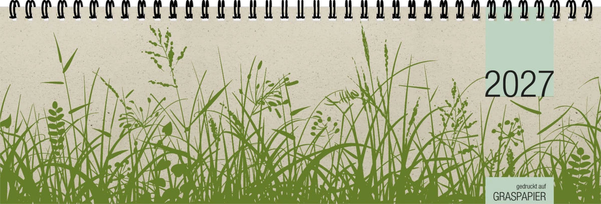 Tischkalender: ZETTLER Tischquerkalender 1W/2S Graspapier* 2027