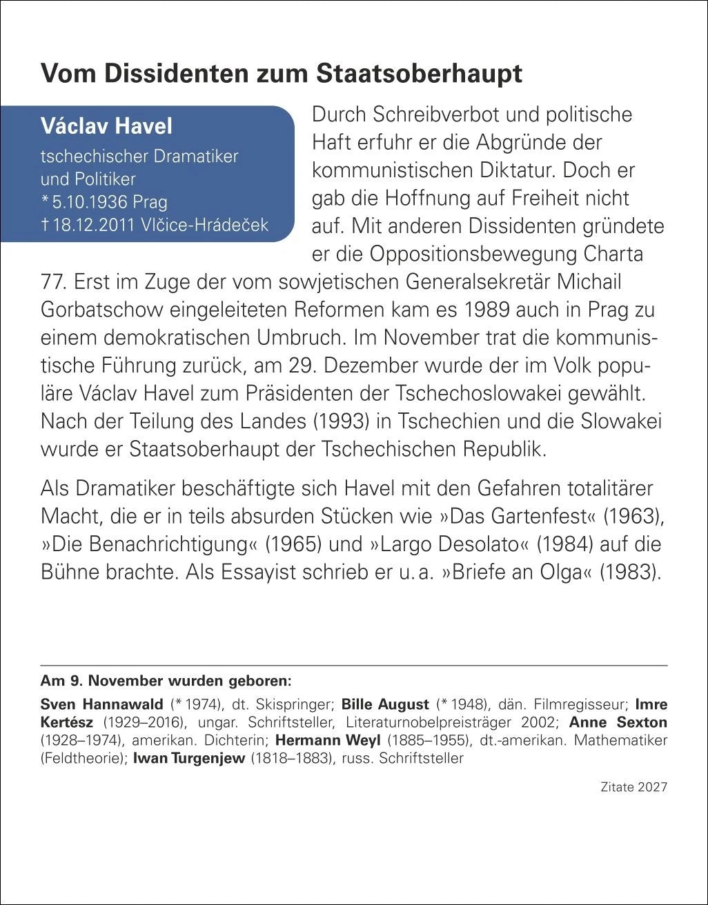 Zitate Tagesabreißkalender 2027 – Ansicht
