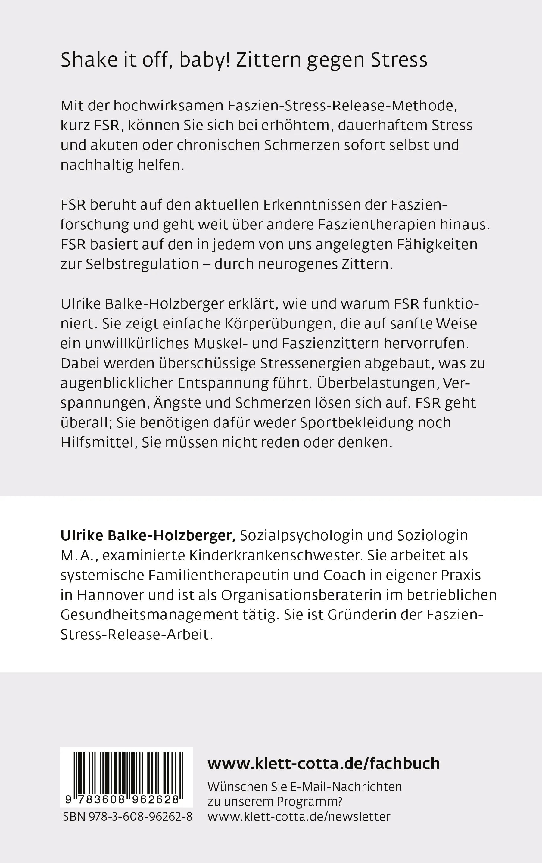 Buchrückseite von 'Zittern Sie sich frei!' mit Klappentext - Paperback