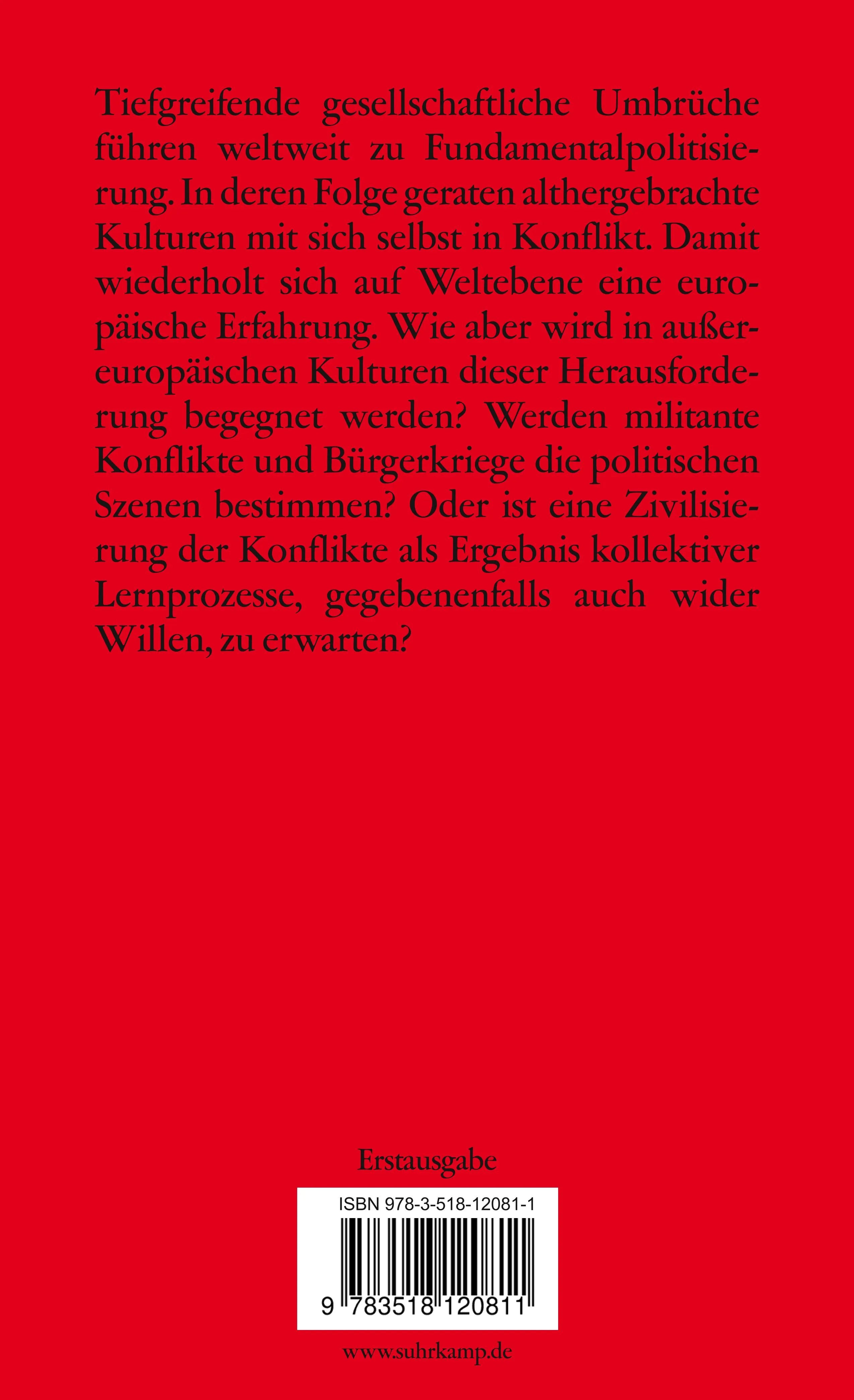 Buchrückseite von 'Zivilisierung wider Willen' mit Klappentext - Taschenbuch