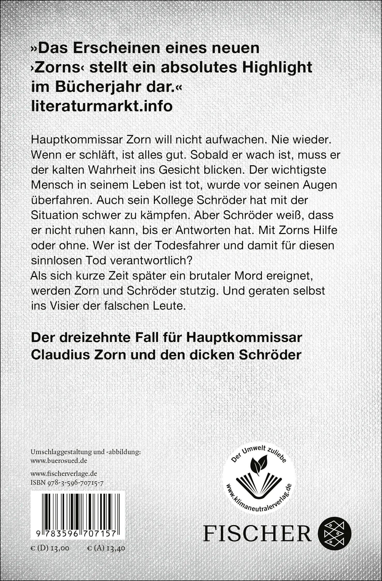 Buchrückseite von 'Zorn – Schwarze Tage' mit Klappentext - Taschenbuch